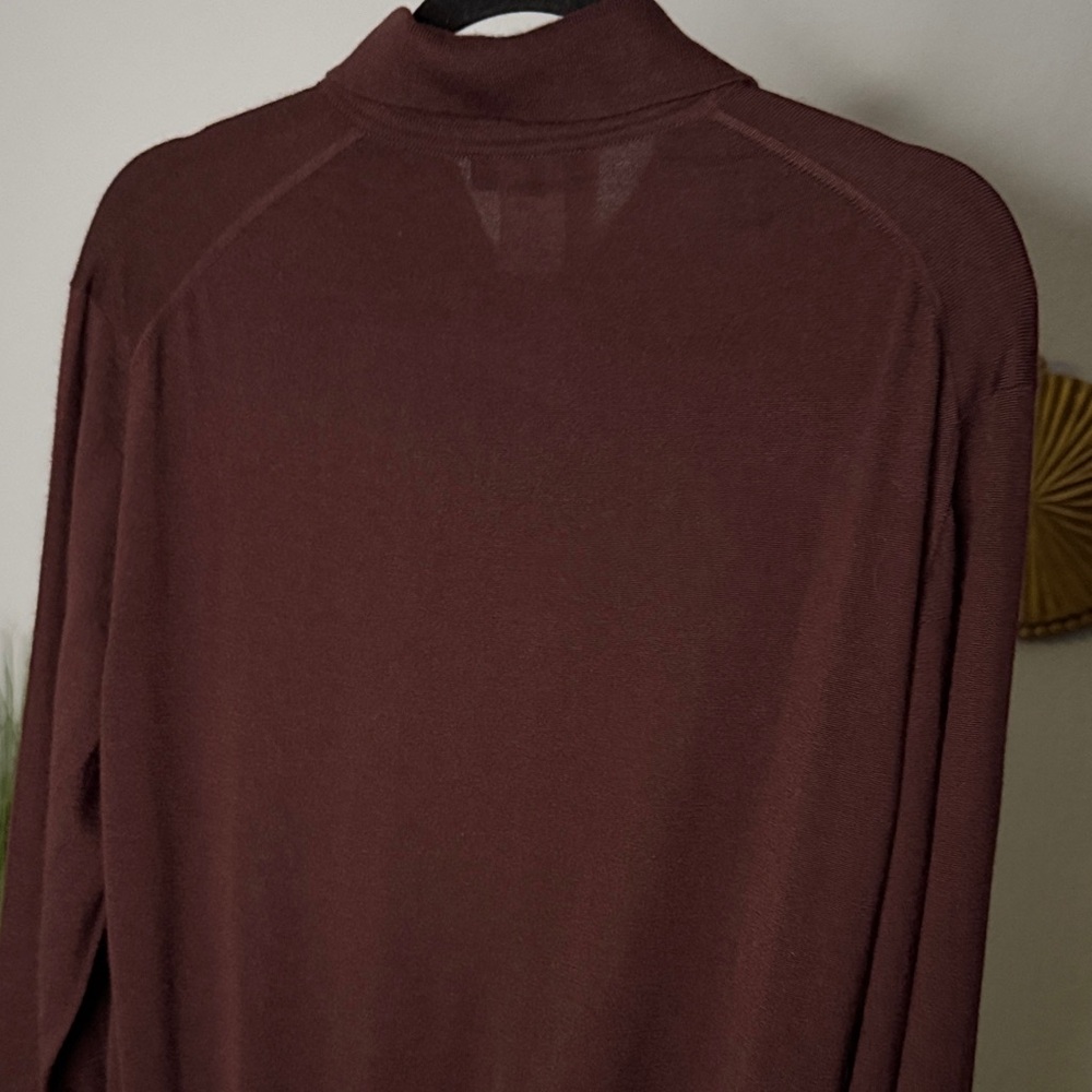 Loro Piana Chocolate Brown Cashmere Silk Long Sleeve Lightweight Polo Sweater - Picture 9 of 12
